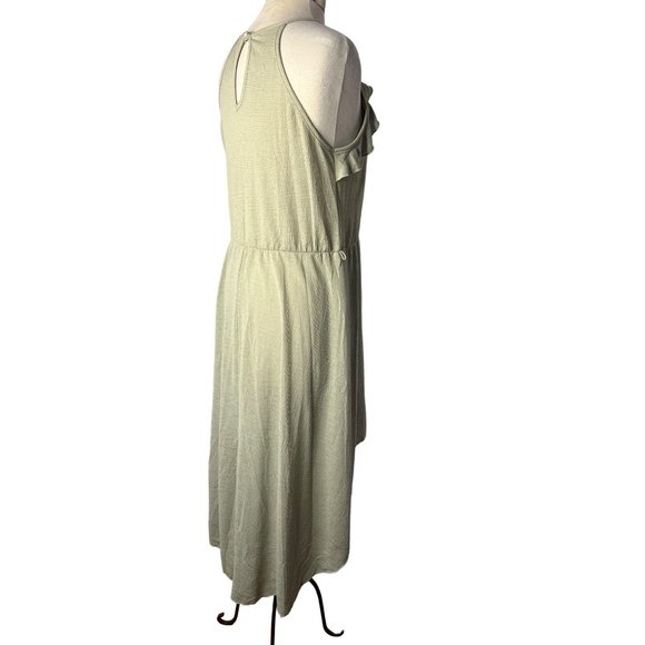 January 7 Maxi Dress Large Green Sleeveless A Style Eyelet Hi-Lo Hem - Picture 5 of 13